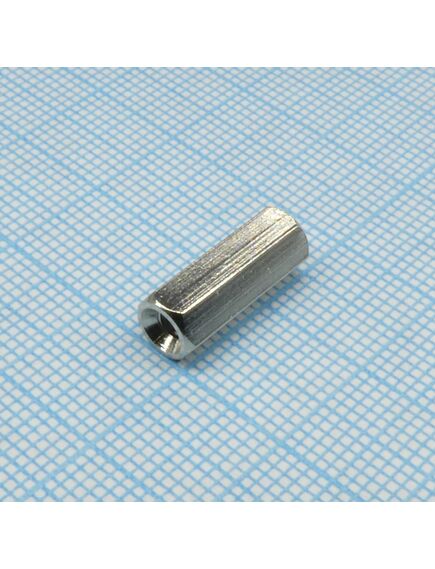 H-L1500-0600-5-03-2N, стойка латунная для печатной платы, шестигранная, м3, 15мм, отверстие-отверстие (никель)
