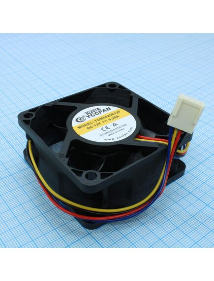 YDM6025B12F1, вентилятор 12в 60х60x25 b, 2.04w, 5000 об/мин, 43.3м3/час, 37.7дб, подшипник качения, fg, pwm, тип вывода - провод, разъем 4 конт
