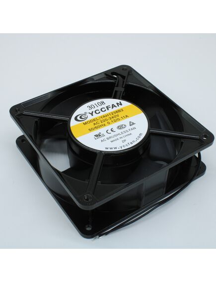 YAH1238B2, вентилятор 220в ac, 17.6w, 2650об/мин., 120x120х38мм, 156.7м3/час, 40.5дб, подшипник качения, тип вывода - провод 250мм, -10°c~+70°c