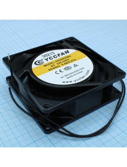 YAH8025B2, вентилятор 220в ac, 15.4w, 2500об/мин., 80x80х25мм, 30.4м3/час, 29дб, подшипник качения, тип вывода - провод 250мм, -10°c~+70°c