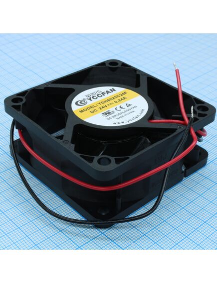 YDH6025C24F, вентилятор 24в 60х60x25 c, 3.12вт, 6500 об/мин, 56.53м3/час, 45.8дб, подшипник скольжения cycleseal, тип вывода - провод