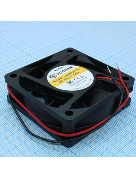 YDH6020C12, вентилятор 12в 60х60x20 c, 2.16w, 5000 об/мин, 32.2м3/час, 36.8дб, подшипник скольжения cycleseal, тип вывода - провод