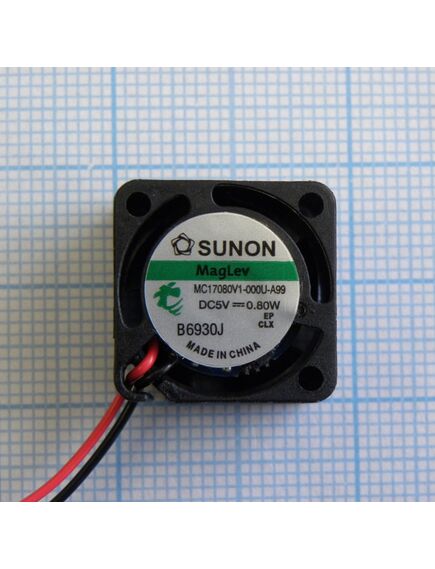 MC17080V1-000U-A99, вентилятор 5в 17x8 v 20000об/мин 1,5м3/час, 25дб (recommended replacement: mf17080v1-10000-a99)