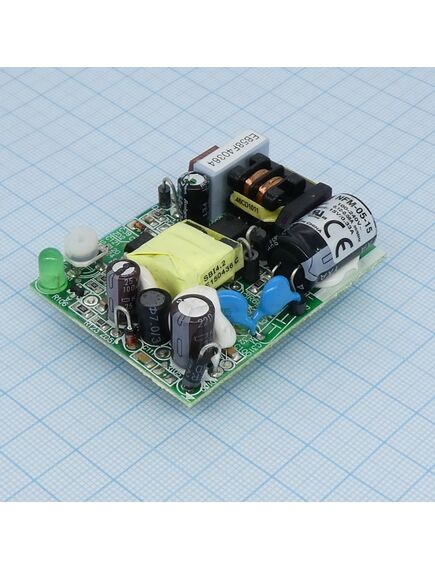 NFM-05-15, ac-dc, 5вт, выход 15в/0.33а, вход 85...264в ас 47...440 гц, 120...370в dc, изоляция 4000в ас, на плате 58х45х19,1мм, -20...+70°с
