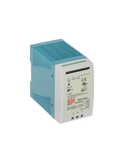 DRC-100A, ac-dc с функцией ups, 60вт, вход 90...264в ас/127...370в dc, выход 1: 13.8в/0…7 (4.5 ном.) а, выход зарядного устройства 13.8в/2.5а, изоляция 3000в ас, в корпусе 55х90х100мм, -30...+70°с