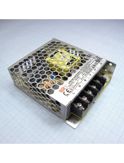 LRS-50-24, ac-dc, 52.8вт, вход 85…264в ac, 47…63гц / 120…370 в dc, выход 24в/2.2a, рег. вых ±10% , изоляция 3750в ac, в кожухе 99х82х30мм, -30…+70°с