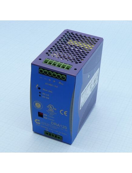 DRA120-24SSA, преобразователь ac-dc на din-рейку 120вт, выход 24в/5a, вход 93…132vac / 186…264v ac( по выбору), 47…63гц / 210…370vdc, screw terminal, изоляция 3000v ac, : 126х124х64мм, -10…+50°с