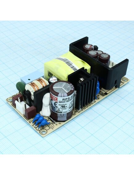 RPS-60-12, ac-dc med, 60вт, вход 90…264v ac, 47…63гц /127…370в dc, выход 12в/5a, рег. вых -5…+10%uном, изоляция 4000v ac, открытая плата 101,8х50,8х28мм, -20…+70°с