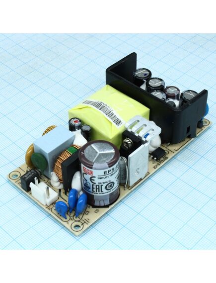 EPS-65-12, ac-dc, 65вт, вход 85…264v ac, 47…63гц /120…370в dc, выход 12в/5.42a, рег. вых 10.8…13.5в, изоляция 3000в ac, открытая плата 101.6х50.8х29мм, -30…+70°с