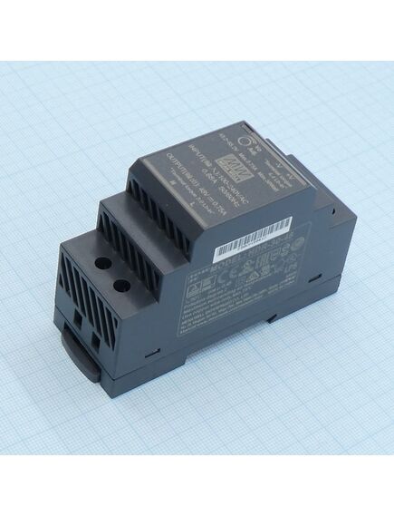 HDR-30-48, ac-dc, 36вт, вход 85...264 в ac 47...63гц/120...370в dc, выход 48в/0.75а, изоляция 3000в ac, в кожухе на din-рейку, 35х90х54.5мм, -30...+70°с