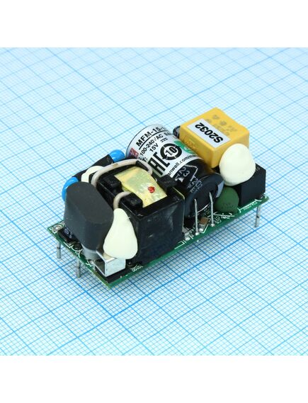 MFM-15-15, ac-dc med, 15вт, вход 80...264в ac 47...440 гц, выход 15в/1а, изоляция 4000в ac, на плате 49х23.8х23мм, -35...+85°c