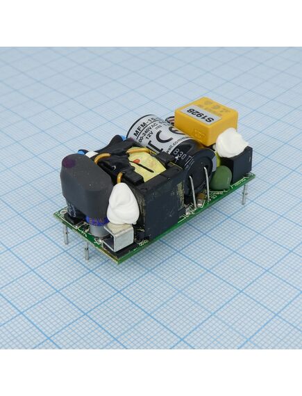 MFM-15-12, ac-dc med, 15вт, вход 80...264в ac 47...440 гц, выход 12в/1.25а, изоляция 4000в ac, на плате 49х23.8х23мм, -35...+85°c