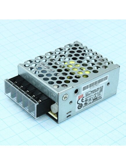 RS-15-24, ac-dc, 15вт, выход 24в/0.625a, рег. вых 21.8…26.4 в , вход 88…264в ac, 47…63гц / 125…373 в dc, изоляция 3000в ac, в кожухе 62,5х51х28мм, -20…+70°с