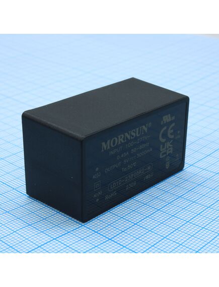 LD10-23B05R2-M, ac-dc, 10вт, вход 85…305в ac 47…63 гц, 100…430b dc, выход 5в/2а, изоляция 4000в ac, кпд 85%, в корпусе на плату 47.6х26.8х23.5мм, -40...+85°c