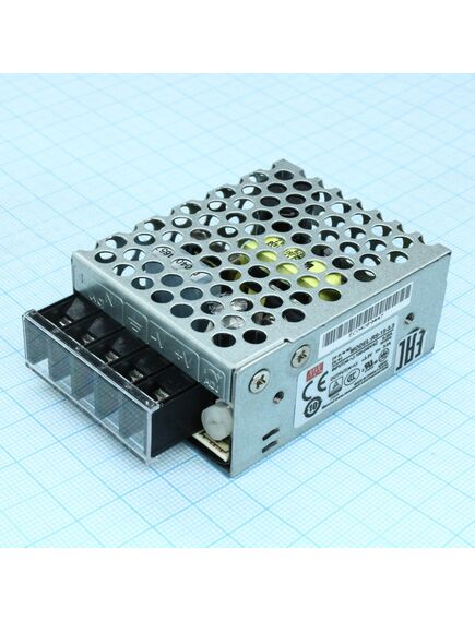 RS-15-3.3, ac-dc, 15вт, выход 3.3в/3a, рег. вых 2.9…3.6 в , вход 88…264в ac, 47…63гц / 125…373 в dc, изоляция 3000в ac, в кожухе 62,5х51х28мм, -20…+70°с