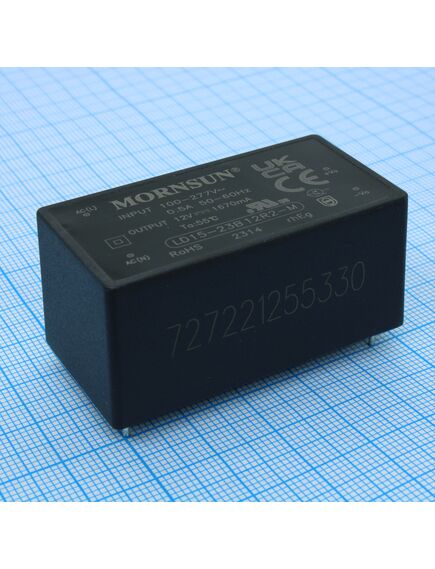 LD15-23B12R2-M, преобразователь ac-dc на печатную плату 15вт выход 12в/1.25a, вход 85…305v ac, 47…63гц -40…+85°с