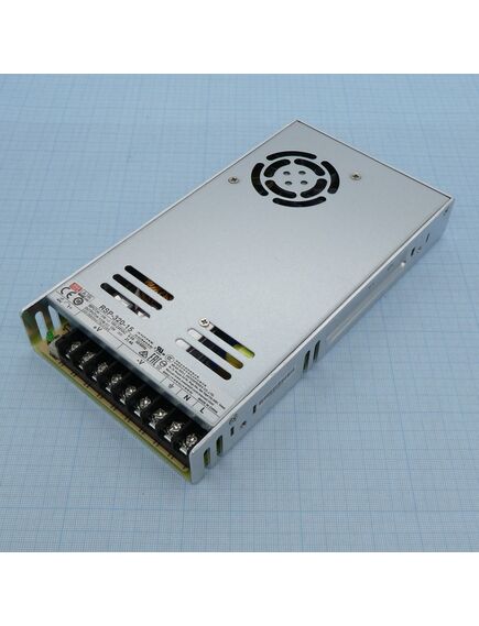 RSP-320-15, ac-dc, 320вт, ккм, вход 88…264v ac, 47…63гц /124…370в dc, выход 15в/21.4a, рег. вых 13.5…18в, изоляция 3000в ac, в корпусе 215х115х30мм, -30…+70°с