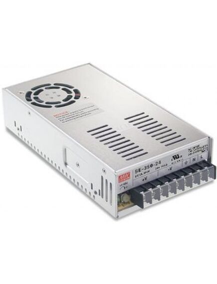 NES-350-24, ac-dc, 350вт, выход 24в/14.6a, рег. вых 22…27.6в, вход 90…132в ac/180…264в ac, 254…373в dc, изоляция 3000в ac, в кожухе 215х115х50мм, -20…+60°с