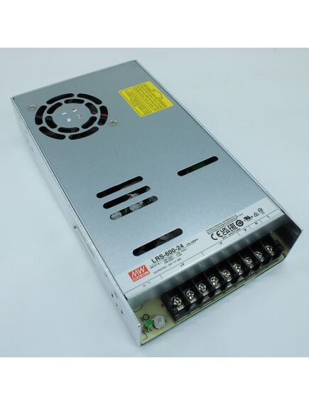 LRS-600-24, ac-dc, 600вт, вход 90…264в ac (переключатель), 47…63гц, выход 24в/25a, рег.вых=22.8…26.4в, изоляция 3000в ac, в кожухе 225х124х41мм, -20…+65°с