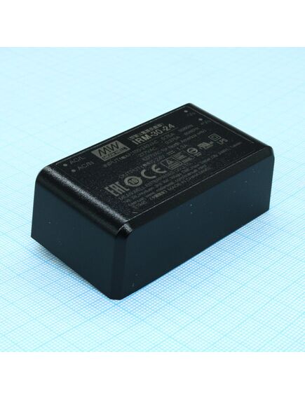 IRM-30-24, ac-dc, 31.2вт, вход 85...264в ac 47...440 гц, 120...370b dc, выход 24в/1.3а, изоляция 3000в ac, в корпусе на плату 69.5x39x24мм, -30...+70°c