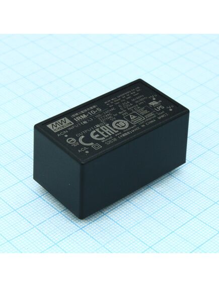 IRM-10-5, ac-dc, 10 вт, вход 85...264в ac 47...440 гц, 120...370b dc, выход 5в/2а, изоляция 3000в ac, в корпусе на плату 45.7х25.4х21.5мм, -30...+70°c