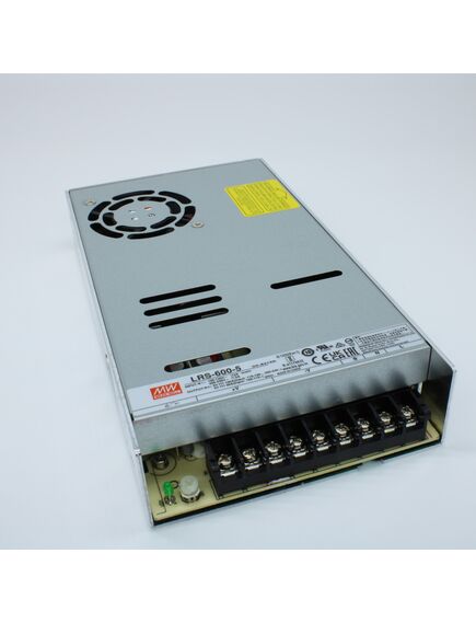 LRS-600-5, ac-dc, 500вт, вход 90…264в ac (переключатель), 47…63гц, выход 5в/100a, рег.вых=4.75…5.5в, изоляция 3000в ac, в кожухе 225х124х41мм, -20…+65°с