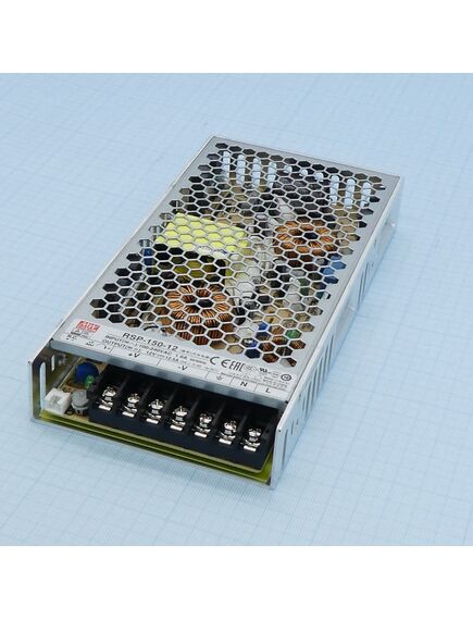 RSP-150-12, ac-dc, 150вт, ккм, вход 85…264в ac, 47…63гц /120…370в dc, выход 12в/12.5a, рег. вых 11.4…13.2в, изоляция 3750в ac, в корпусе 199х99х30мм, -30…+70°с