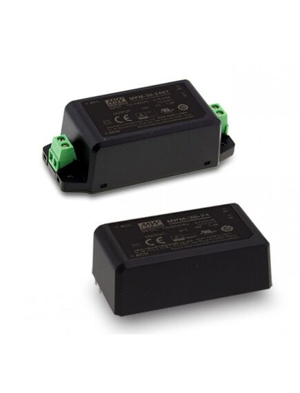 MPM-30-15, ac-dc med, 30вт, вход 80...264в ac 47...440 гц, выход 15в/2а, изоляция 4000в ac, на плату, 69.5х39х24мм, -40...+85°c
