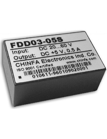 FDD03-05S5A, dc-dc, 2.5вт, вход 18…72в, выход 5в/500ма, изоляция 1500в dc, remote on/off, корпус dip24, 31.8х20.3х12.7мм, -40°с…+71°с