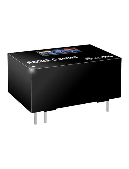 RAC03-05SC, преобразователь ac-dc выход 3вт 5в 0.6a 5-pin туба