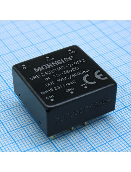 VRB2405YMD-20WR3, преобразователь dc\dc мощность, вт: 20 вход 24в выход 5в 4а изоляция: 1500в