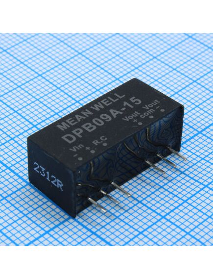 DPB09A-15, dc-dc, 9вт, uвх=9…18в, выход ±15в/±300ма, изоляция 1500в dc, корпус sip8 24х9.9х11.2мм, -40°с…+90°с