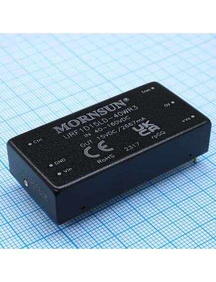 URF1D15LD-40WR3, преобразователь dc/dc 40вт вход 40...160в выход 15в 2.67а кпд 91% -40°с...+85°с изоляция 1500в