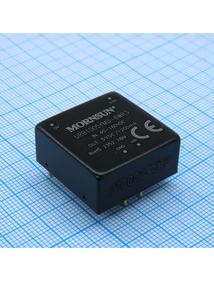 URB1D05YMD-6WR3, преобразователь dc\dc мощность, вт: 6 вход 110(40-160)в выход 5в/1.2а изоляция: 2250в кпд 78%