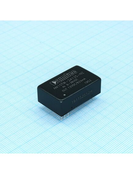 AM10TW-2412S-NZ, dc/dc, 10вт, вход 9…36в, выход 12в/0.83а, изоляция 1500в dc, кпд 87%, максимальная емкостная нагрузка не более 470мкф, dip24, 32x20x10.8мм, -40…85°c, металл