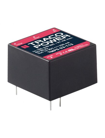 TMPS 03-115, преобразователь ac/dc выход 15в 0.2a 3вт 5-выводов
