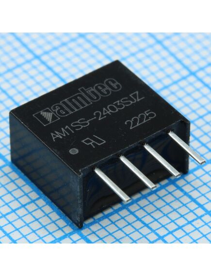 AM1SS-2403SJZ, dc/dc, 1вт, вход 21.6…26.4в, выход 3.3в/0.03…0.303а, изоляция 1500в dc, кпд 75%, максимальная емкостная нагрузка не более 2400мкф, sip4, 11.6x6x10.1мм, -40…105°c, пластик