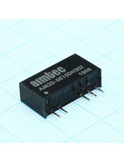 AM2D-0515DH30Z, dc/dc, 2вт, вход 4.5…5.5в, выход ±15в/±0.067а, изоляция 3000в dc, кпд 80%, максимальная емкостная нагрузка не более ±220мкф, sip7, 19.5x6x10мм, -40…85°c, пластик
