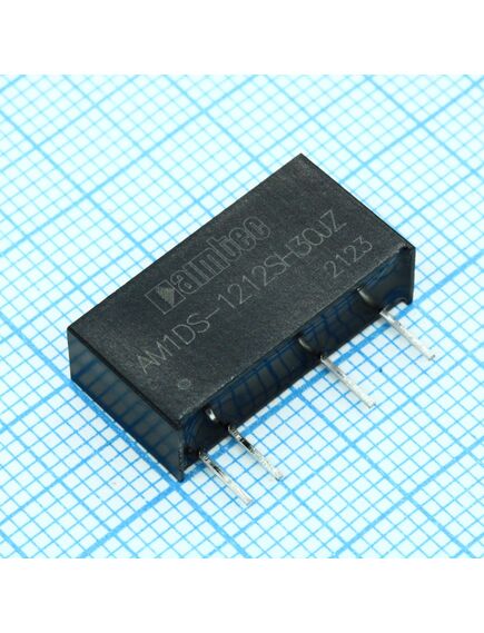AM1DS-1212SH30JZ, dc/dc, 1вт, вход 10.8…13.2в, выход 12в/0.009…0.083а, изоляция 3000в dc, кпд 80%, максимальная емкостная нагрузка не более 560мкф, sip7, 19.65x6x10.16мм, -40…105°c, пластик