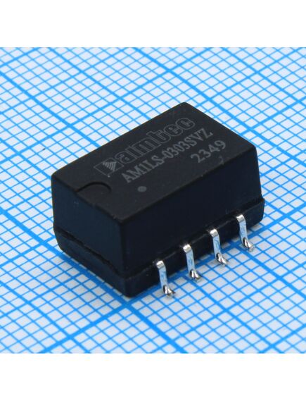 AM1LS-0303SVZ, dc/dc, 1вт, вход 2.97…3.63в, выход 3.3в/0.03…0.303а, изоляция 1500в dc, кпд 77%, максимальная емкостная нагрузка не более 2400мкф, для поверхностного монтажа, 13.2x11.4x7.25мм, -40…105°c, пластик