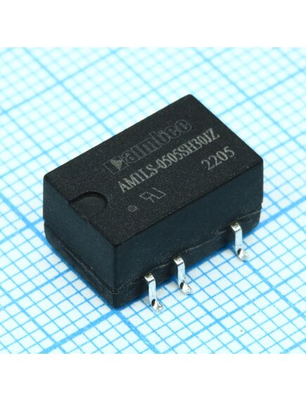 AM1LS-0505SH30JZ, dc/dc, 1вт, вход 4.5…5.5в, выход 5в/0.02…0.2а, изоляция 3000в dc, кпд 82%, максимальная емкостная нагрузка не более 2400мкф, для поверхностного монтажа, 13.2x11.4x7.25мм, -40…105°c, пластик