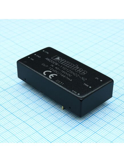AM20EW-11012SH22-NZ, dc/dc, 20вт, вход 40…160в, выход 12в/1.667а, изоляция 2250в dc, кпд 85%, максимальная емкостная нагрузка не более 1600мкф, вход on/off, 2x1", 50.8x25.4x11.8мм, -40…85°c, металл