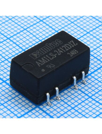 AM1LS-2412DJZ, dc/dc, 1вт, вход 21.6…26.4в, выход ±12в/±0.005…0.042а, изоляция 1500в dc, кпд 83%, максимальная емкостная нагрузка не более ±220мкф, для поверхностного монтажа, 15.24x11.4x7.25мм, -40…105°c, пластик