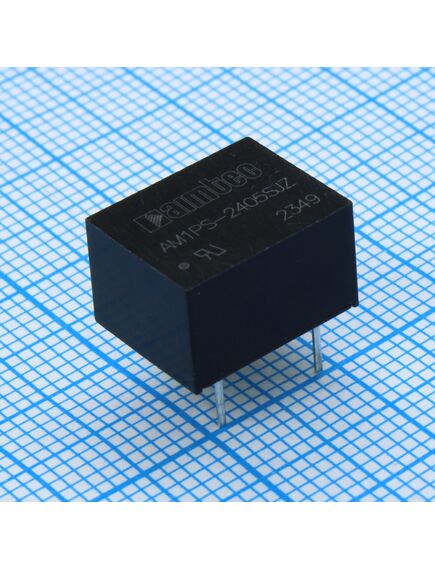AM1PS-2405SJZ, dc/dc, 1вт, вход 21.6…26.4в, выход 5в/0.02…0.2а, изоляция 1500в dc, кпд 79%, максимальная емкостная нагрузка не более 2400мкф, dip8, 12.7x10.16x8.2мм, -40…105°c, пластик