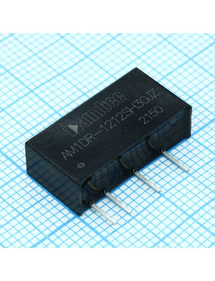 AM1DR-1212SH30JZ, dc/dc, 1вт, вход 11.4…12.6в, выход 12в/0.009…0.083а, изоляция 3000в dc, кпд 73%, максимальная емкостная нагрузка не более 560мкф, sip7, 19.65x6x10.16мм, -40…85°c, пластик