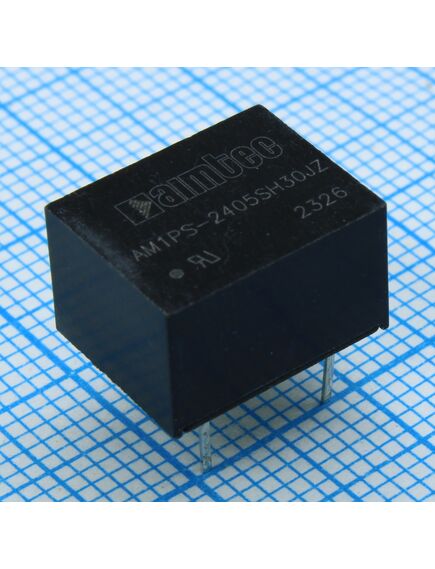 AM1PS-2405SH30JZ, dc/dc преобразователь 1 вт вход 21.6~26.4в однополярный выход 5в 0.2а -40~105 ?c, дерейтинг при 85 ?c3000vdc 3000vdc mtbf 3500000 часов кпд 79 % ёмк. нагрузка макс.2400 мкф корпус dip8, пластик установка на печатную плату 10.16x12.7x8.2 