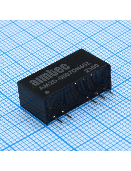 AM2D-0507DH60Z, dc/dc, 2вт, вход 4.5…5.5в, выход ±7.2в/±0.139а, изоляция 6000в dc, кпд 72%, максимальная емкостная нагрузка не более ±220мкф, sip7, 19.5x7.2x10мм, -40…85°c, пластик