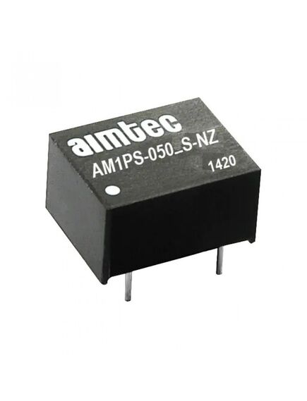 AM1PS-0503SH30JZ, dc/dc, 1вт, вход 4.5…5.5в, выход 3.3в/0.03…0.303а, изоляция 3000в dc, кпд 74%, максимальная емкостная нагрузка не более 2400мкф, sip8, 12.7x10.16x8.2мм, -40…105°c, пластик