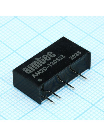 AM2D-1205SZ, dc/dc, 2вт, вход 10.8…13.2в, выход 5в/0.4а, изоляция 1000в dc, кпд 77%, максимальная емкостная нагрузка не более 470мкф, sip7, 19.5x6x10мм, -40…85°c, пластик