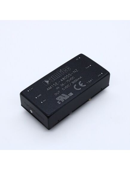 AM15E-4805S-NZ, dc/dc, 15вт, вход 36…75в, выход 5в/3а, изоляция 1500в dc, кпд 88%, максимальная емкостная нагрузка не более 3300мкф, вход on/off, 2x1", 50.8x25.4x11.8мм, -40…85°c, металл